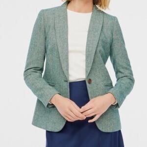 J.Crew Women’s 16 Herringbone Wool Blend Holland Blazer Office Career Wool Green